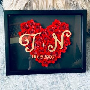 Roses heart shadow box
